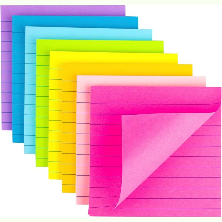 Large Lined Sticky Notes - 4x4 Inch Bright Assorted Colors